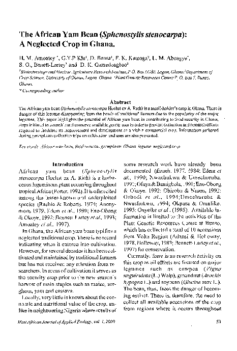 (PDF) The African yam bean (Sphenostylis stenocarpa): A neglected crop ...