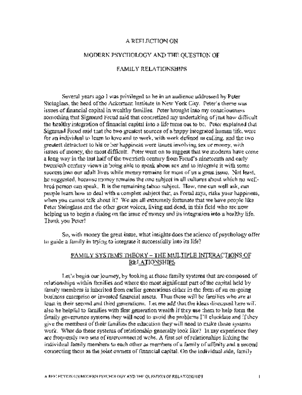 (PDF) A Reflection on Modern Psychology and the Question of Family ...