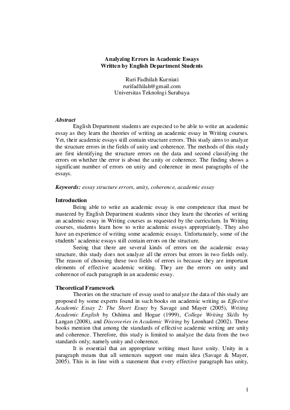 (PDF) Analyzing Errors in Academic Essays Written by English Department ...