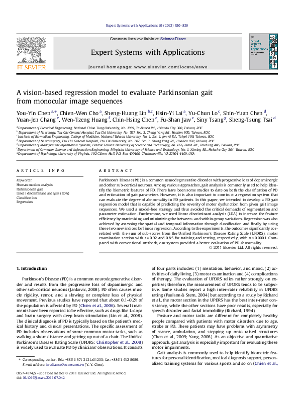 (PDF) A vision-based regression model to evaluate Parkinsonian gait ...