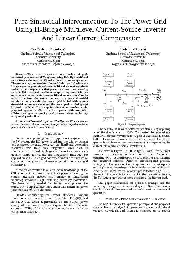 (PDF) Pure Sinusoidal Interconnection To The Power Grid Using H-Bridge ...