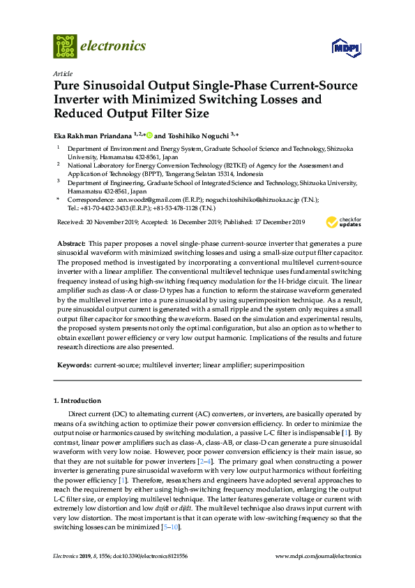 (PDF) Pure Sinusoidal Output Single-Phase Current-Source Inverter with ...