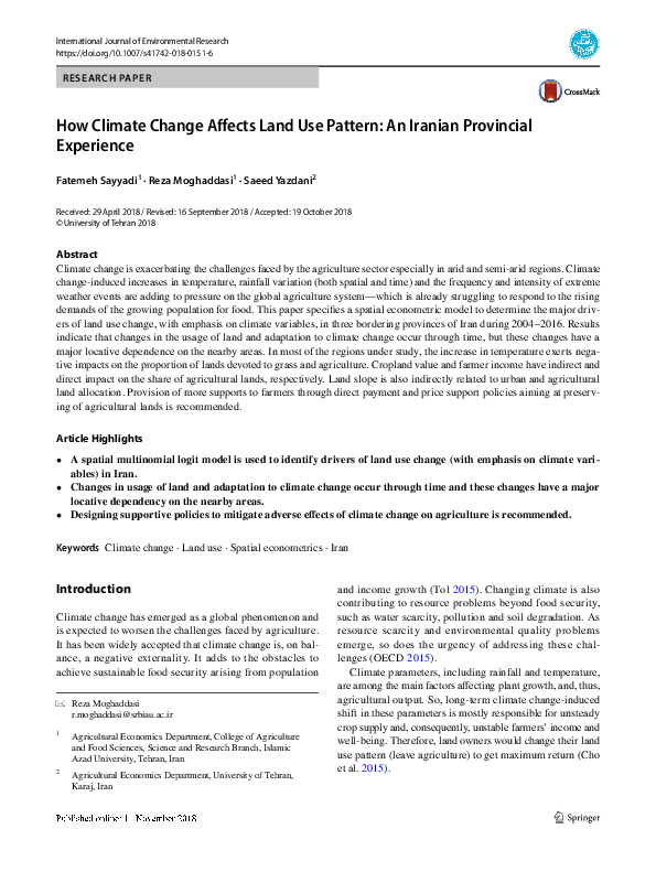 (PDF) How Climate Change Affects Land Use Pattern: An Iranian ...