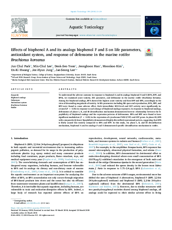 (PDF) Effects of bisphenol A and its analogs bisphenol F and S on life ...