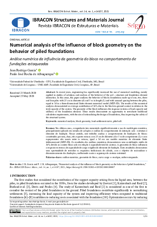 (PDF) Numerical analysis of the influence of block geometry on the ...