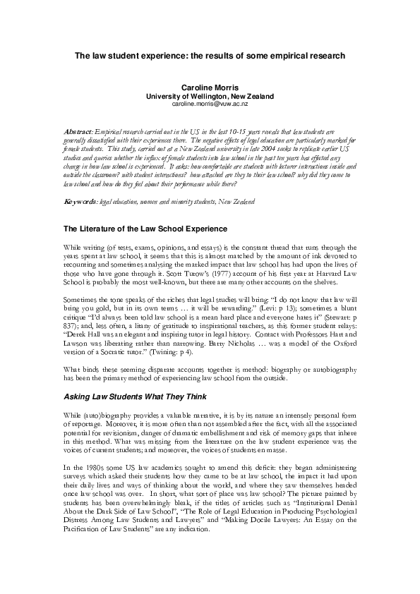 (PDF) The law student experience: the results of some empirical research