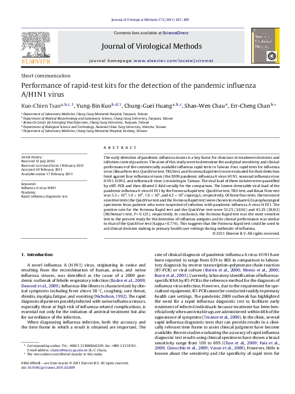 (PDF) Performance of rapid-test kits for the detection of the pandemic ...