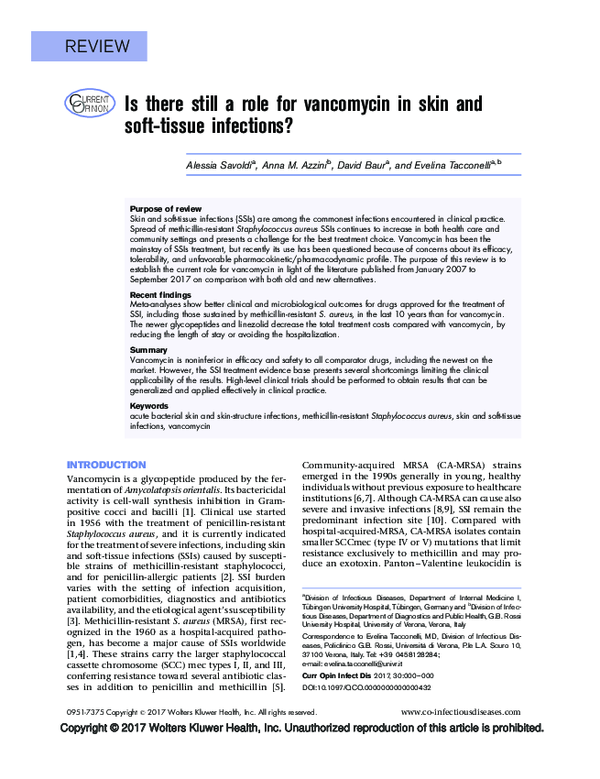 (PDF) Is there still a role for vancomycin in skin and soft-tissue ...