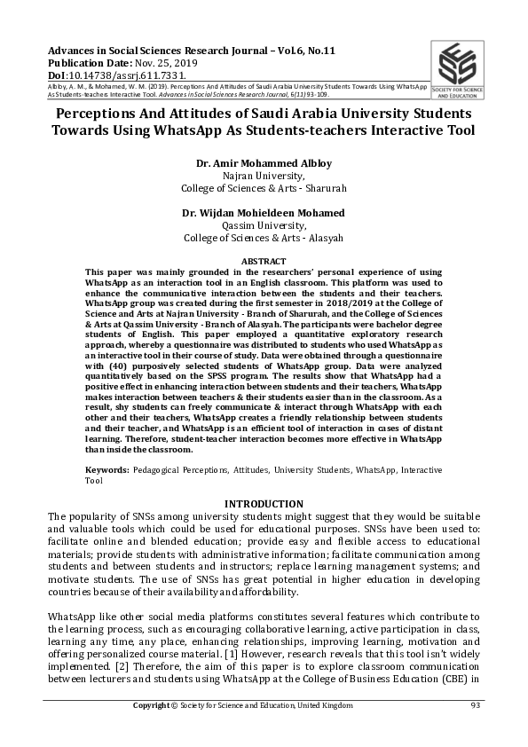(PDF) Perceptions And Attitudes of Saudi Arabia University Students ...