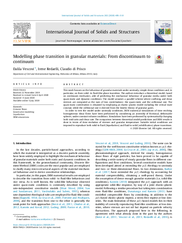 (PDF) Modelling phase transition in granular materials: From ...