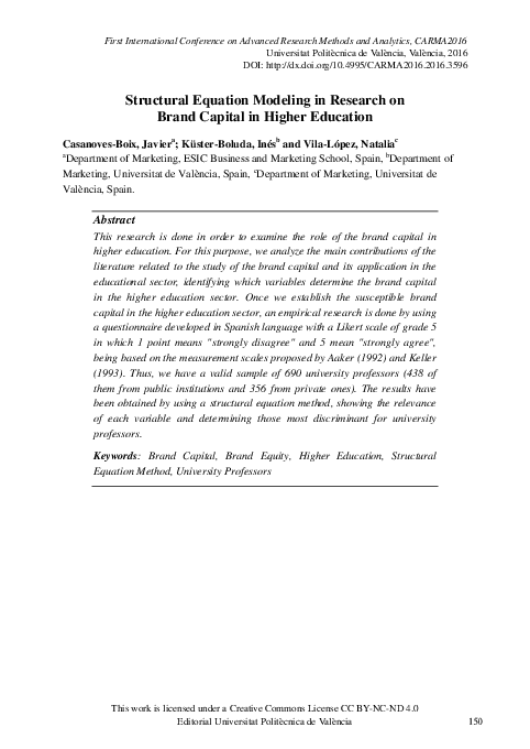 (PDF) Structural Equation Modeling in Research on Brand Capital in ...