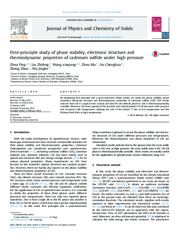 (PDF) First-principle study of phase stability, electronic structure ...