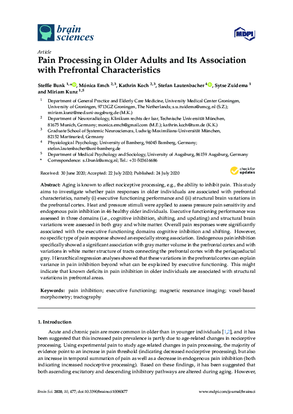 (PDF) Pain Processing in Older Adults and Its Association with ...