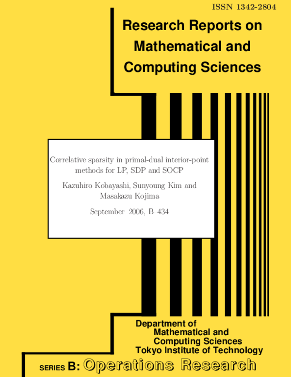 (PDF) Correlative Sparsity in Primal-Dual Interior-Point Methods for LP ...