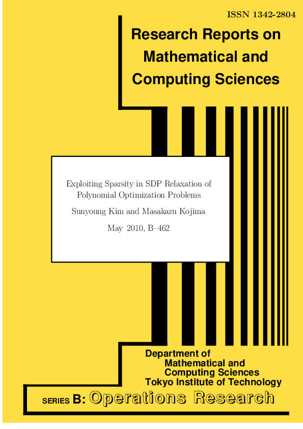 (PDF) Exploiting Sparsity in SDP Relaxation of Polynomial Optimization ...