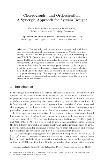 (PDF) Choreography and Orchestration: A Synergic Approach for System Design