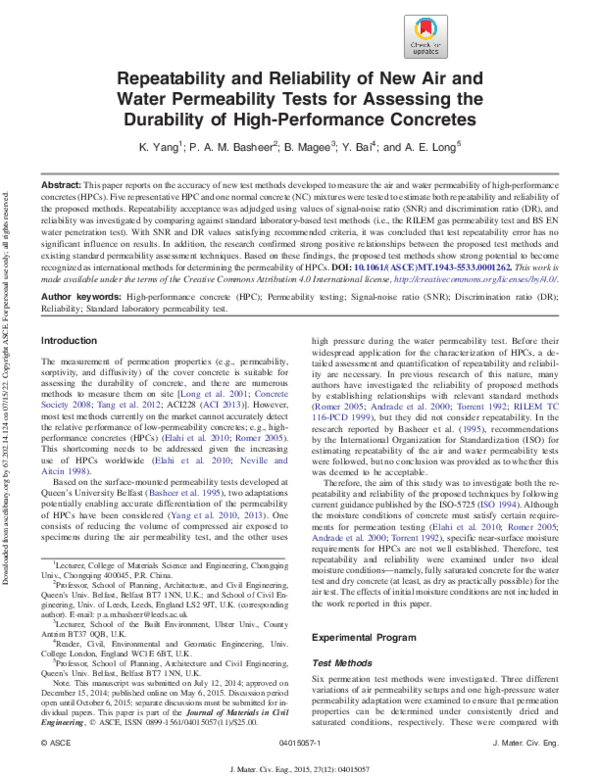 (PDF) Repeatability and Reliability of New Air and Water Permeability ...