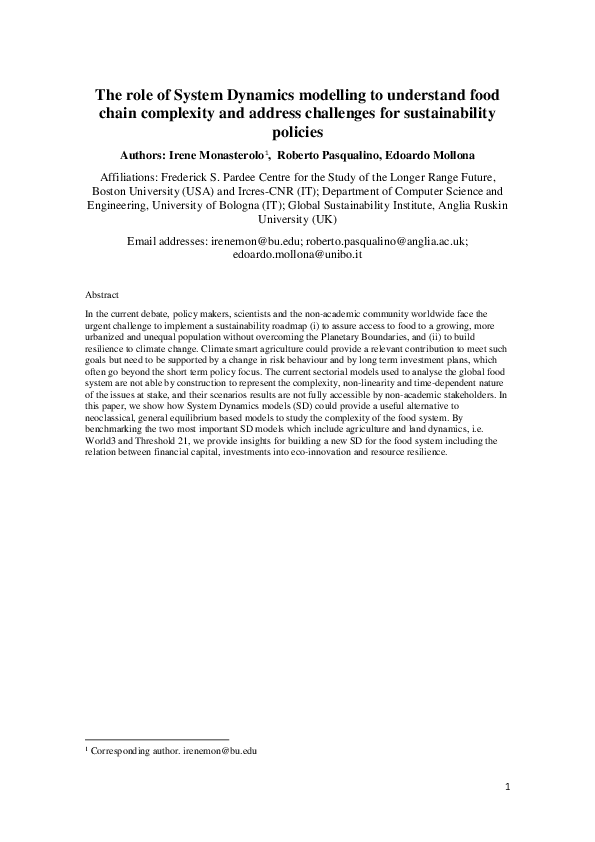 (PDF) The role of System Dynamics modelling to understand food chain ...