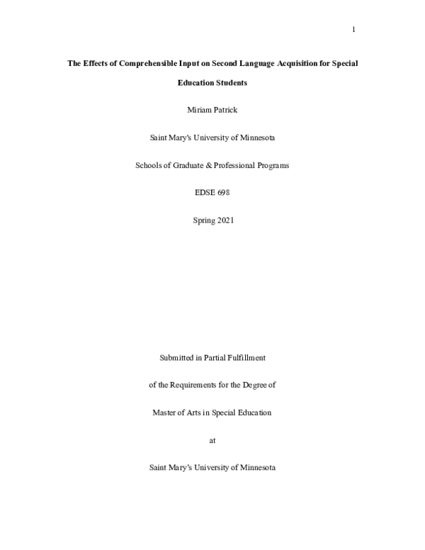 Pdf The Effects Of Comprehensible Input On Second Language