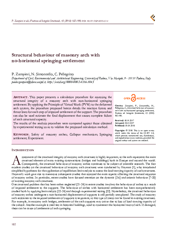 (PDF) Structural behaviour of masonry arch with no-horizontal springing ...