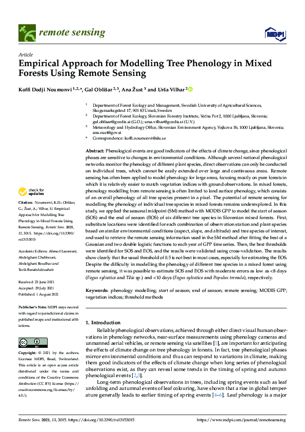 (PDF) Empirical Approach for Modelling Tree Phenology in Mixed Forests ...