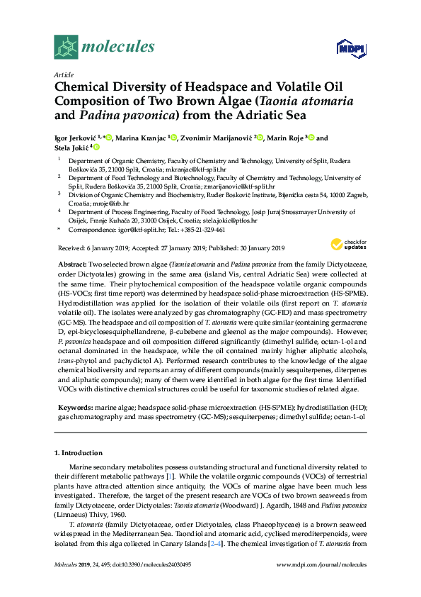 (PDF) Chemical Diversity of Headspace and Volatile Oil Composition of ...