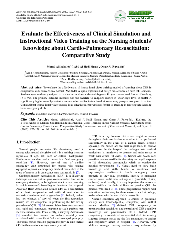 (PDF) Evaluate the Effectiveness of Clinical Simulation and ...