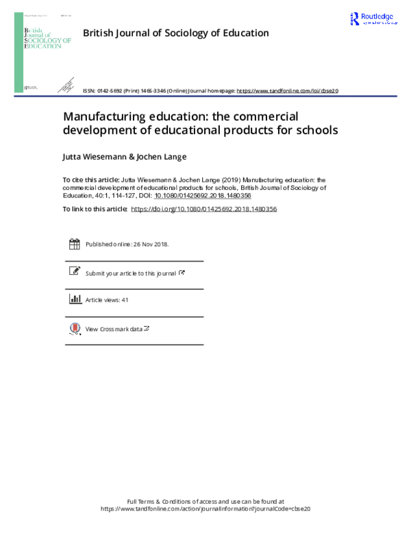 (PDF) Manufacturing education: the commercial development of ...