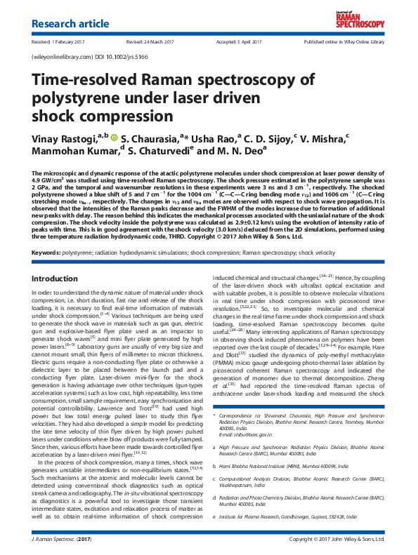 (PDF) Time-resolved Raman spectroscopy of polystyrene under laser ...