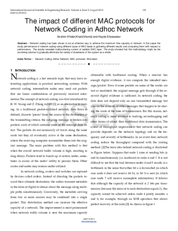 (PDF) The impact of different MAC protocols for Network Coding in Adhoc ...
