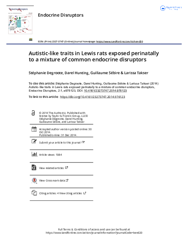 (PDF) Autistic-like traits in Lewis rats exposed perinatally to a ...