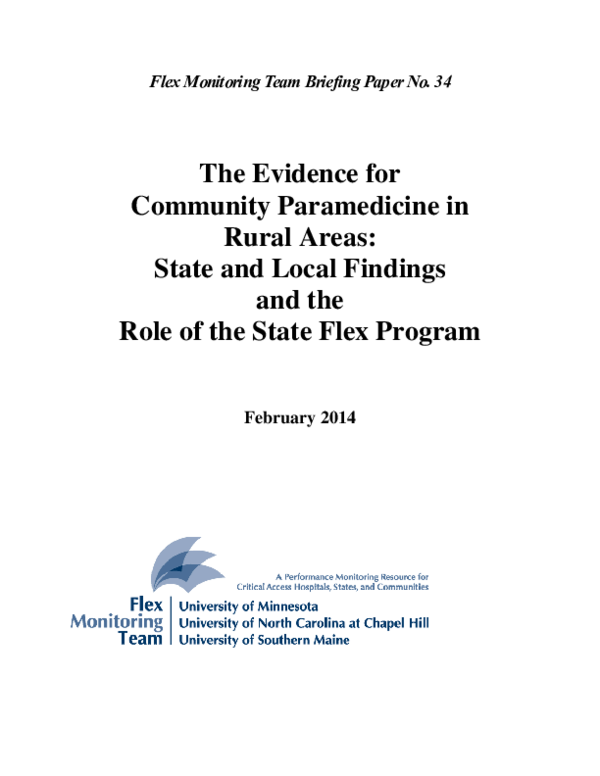 (PDF) Community Paramedicine in Rural Areas: State and local findings ...