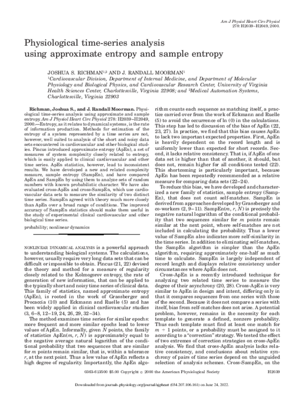 (PDF) Physiological time-series analysis using approximate entropy and ...
