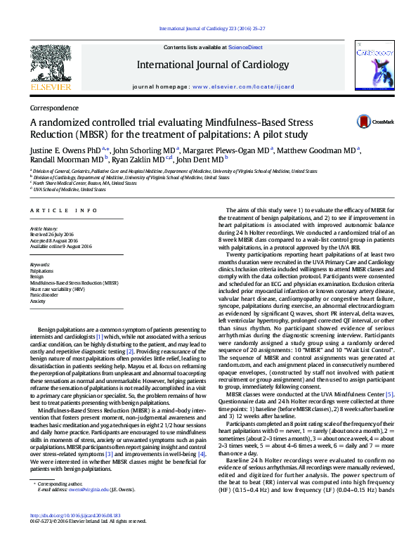 (PDF) A randomized controlled trial evaluating Mindfulness-Based Stress ...