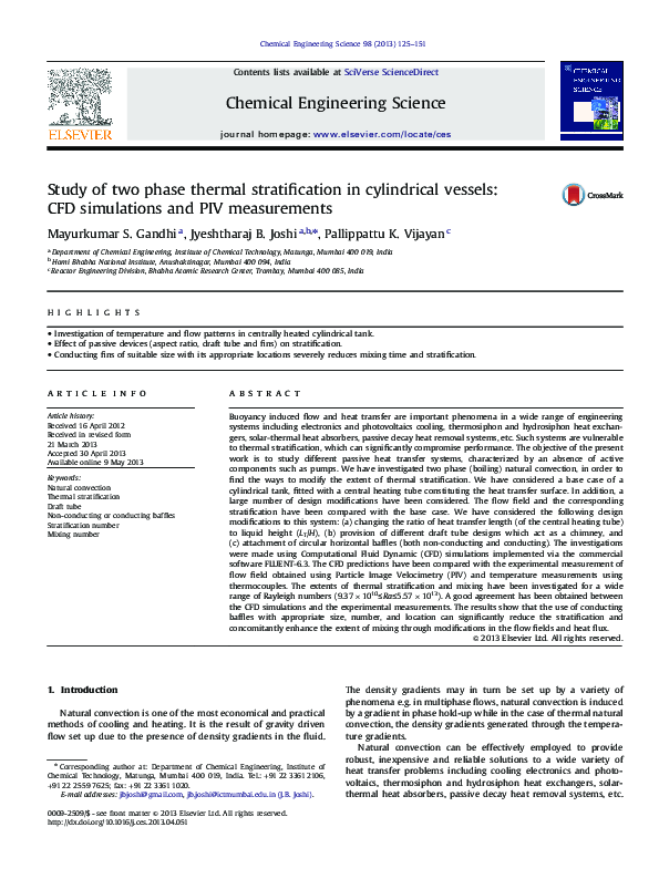 (PDF) Study of two phase thermal stratification in cylindrical vessels ...