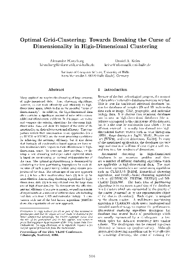 (PDF) Optimal grid-clustering: Towards breaking the curse of ...