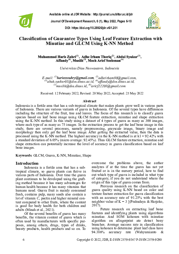 (PDF) Classification of Guarantee Types Using Leaf Feature Extraction ...