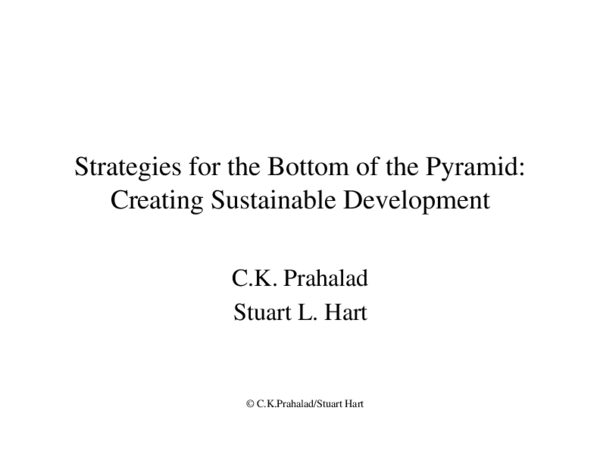 (PDF) Strategies for the bottom of the pyramid: Creating sustainable ...