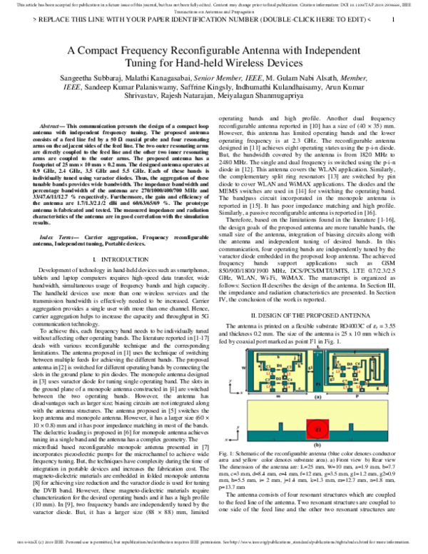 (PDF) A Compact Frequency-Reconfigurable Antenna With Independent ...