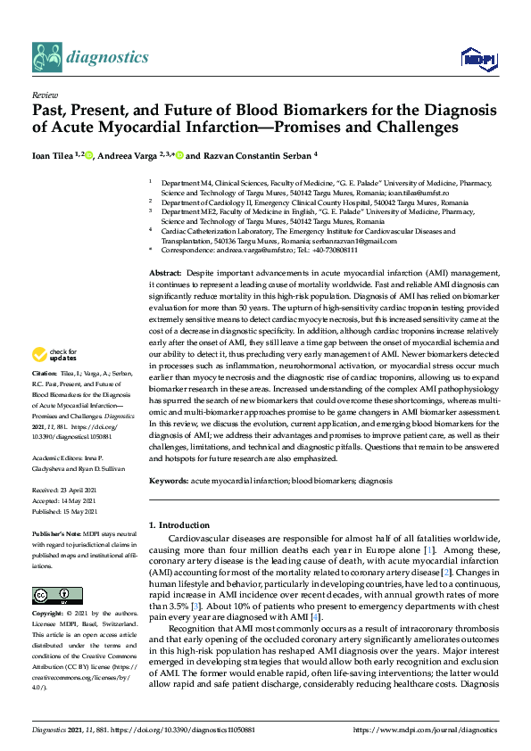 (PDF) Past, Present, and Future of Blood Biomarkers for the Diagnosis ...