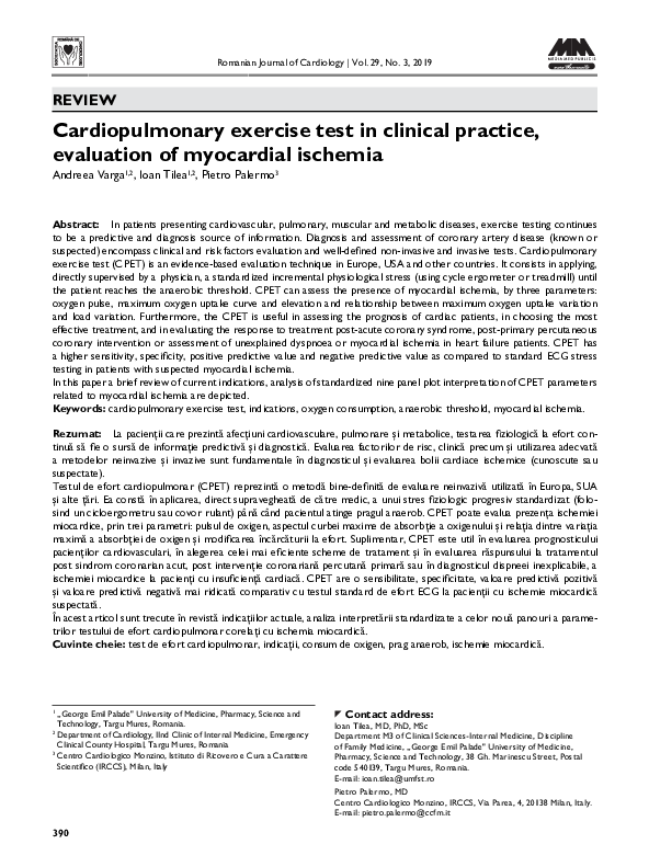 (PDF) Cardiopulmonary exercise test in clinical practice, evaluation of ...