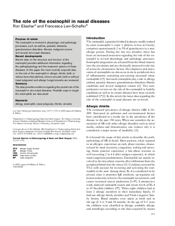 (PDF) The role of the eosinophil in nasal diseases