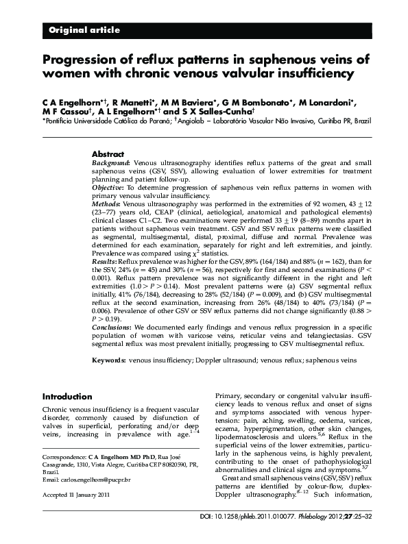 (PDF) Progression of reflux patterns in saphenous veins of women with ...