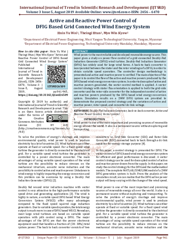 (PDF) Active and Reactive Power Control of DFIG Based Grid Connected ...