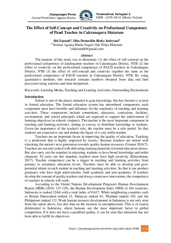(PDF) The Effect of Self-Concept and Creativity on Professional ...