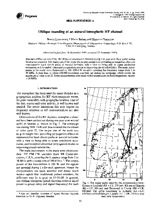 (PDF) Oblique sounding of an auroral ionospheric HF channel