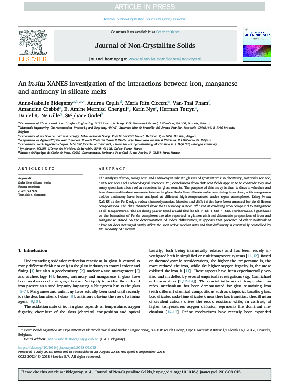 (PDF) An in-situ XANES investigation of the interactions between iron ...