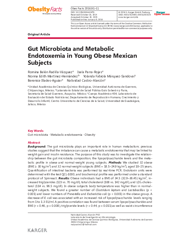 (PDF) Gut Microbiota and Metabolic Endotoxemia in Young Obese Mexican ...