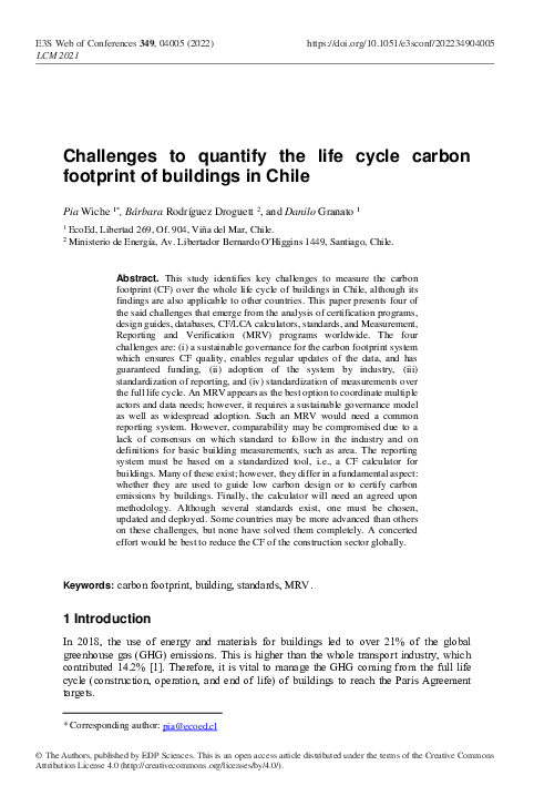 (PDF) Challenges to quantify the life cycle carbon footprint of ...