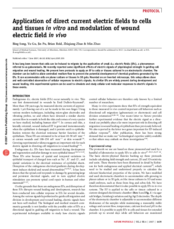 (PDF) Application of direct current electric fields to cells and ...